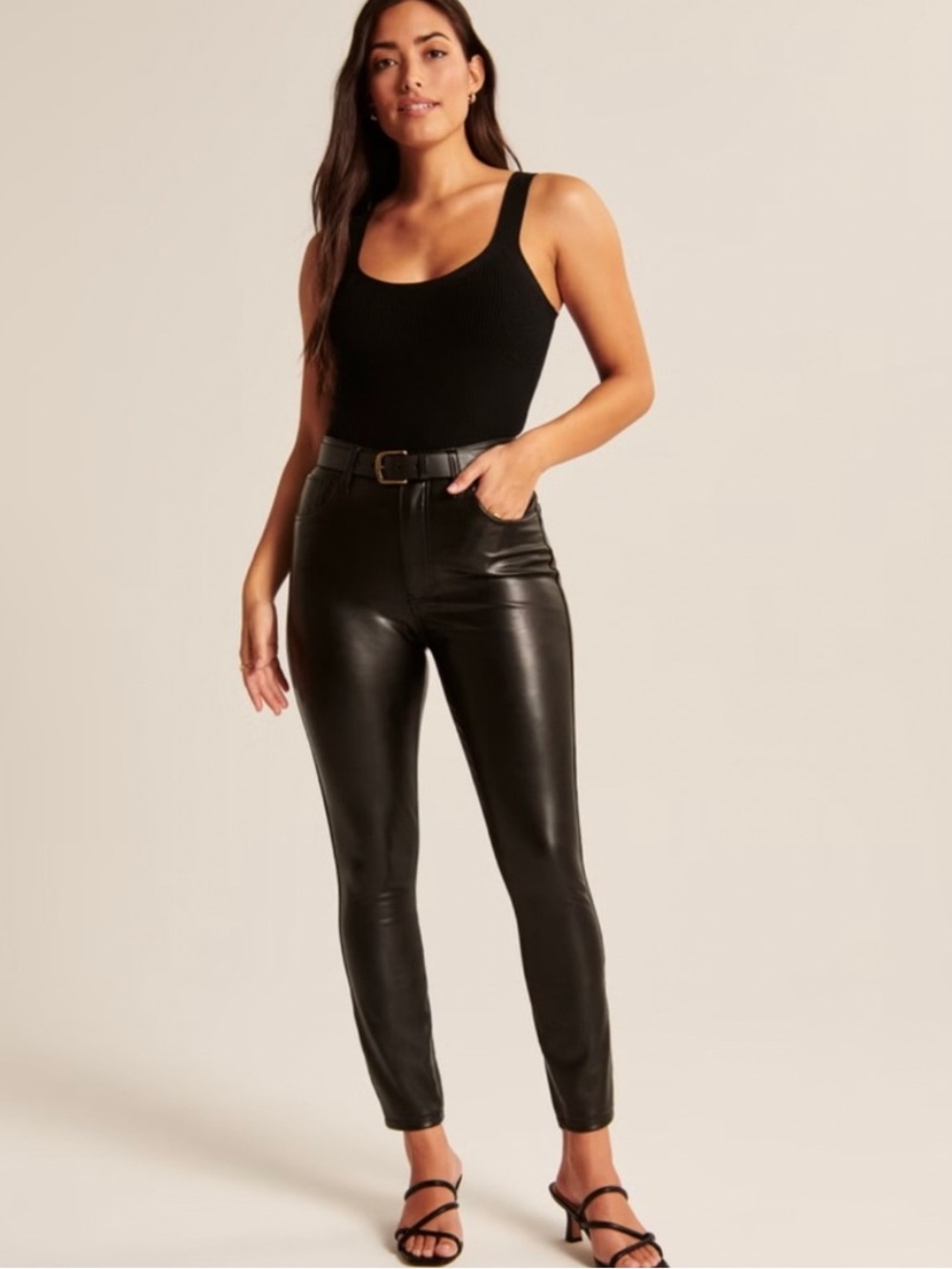 Abercrombie High Rise “The Skinny” Black Vegan Leather Pants-size 27